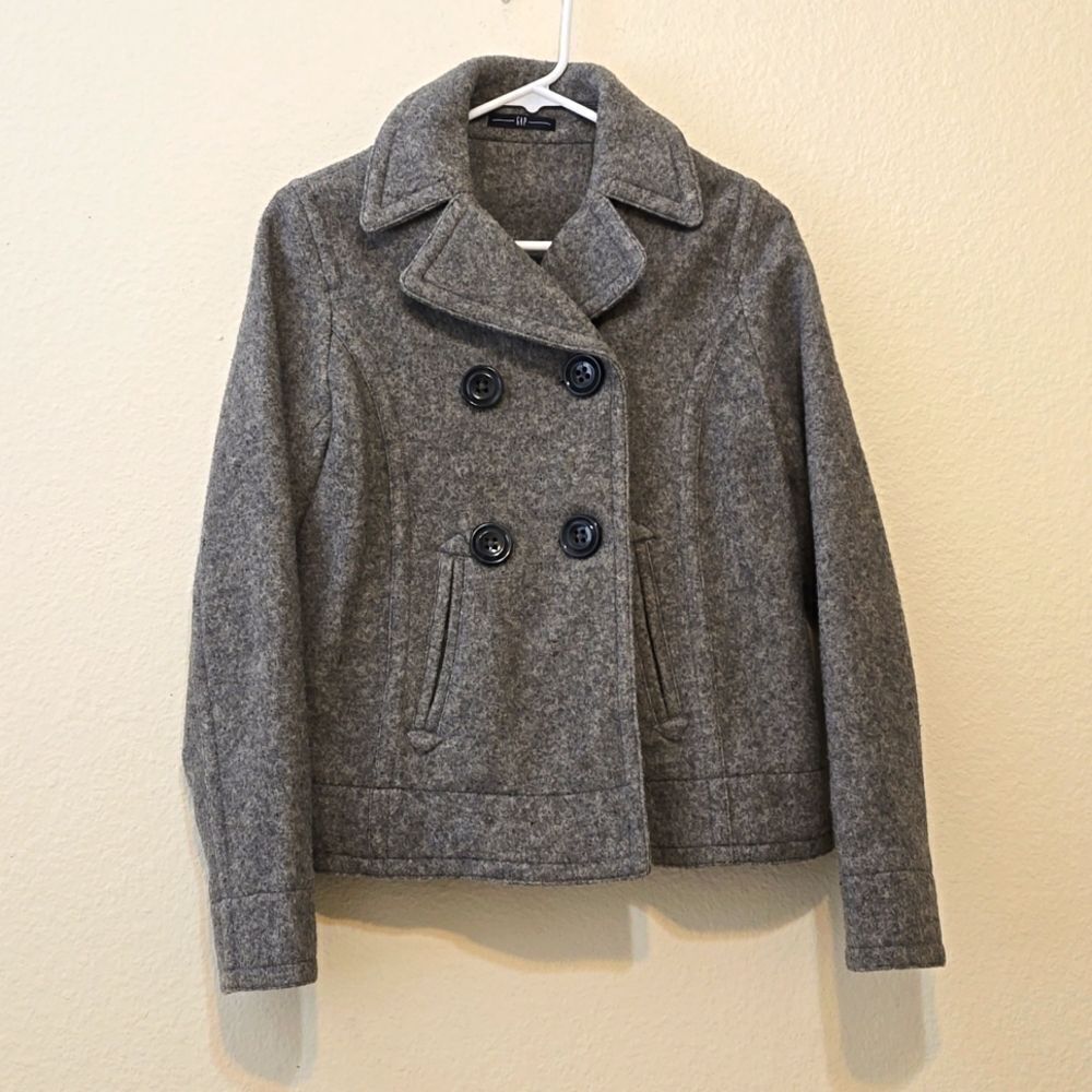 Gap recycled wool gray heather boxy peacoat size small